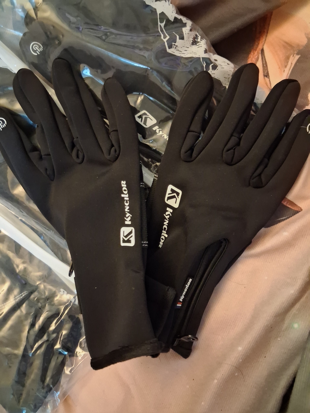 Black Cycling Winter Gloves Size Large